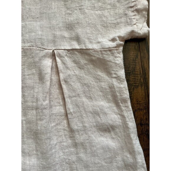 Terzo Millennio Top Large Beige 100% Linen Button Back Hi Low Hem Pullover Shirt - Picture 8 of 8